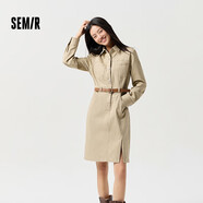 森馬（Semir）【連衣裙合輯】夏天女法式慵懶風(fēng)裙子復(fù)古學(xué)院風(fēng)針織裙雪紡碎花裙 C款復(fù)古工裝裙-咖色調(diào)00455 L