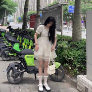 榮西圖（RONGXITU）新款韓版時(shí)尚修身顯瘦泡泡袖蝴蝶結(jié)在逃公主網(wǎng)紗蓬蓬裙連衣裙女夏 杏色 2XL