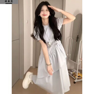 詩丹蕊夏季超仙甜美木耳邊抽繩系帶顯瘦連衣裙夏女學(xué)生寬松顯瘦a字裙子 連衣裙 均碼 【可備注碼數(shù)】