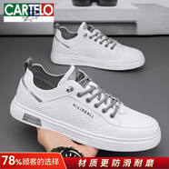 卡帝樂鱷魚（CARTELO）小白鞋男春夏季百搭休閑白鞋2025新款一腳蹬運(yùn)動(dòng)平板鞋工作潮鞋 白灰升級(jí)款 42