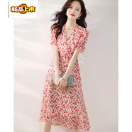 初徑2025新款簡(jiǎn)約時(shí)尚甜美氣質(zhì)碎花雪紡連衣裙2025年夏季森女系印花 花色 S