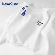 NASA GISS長(cháng)袖t恤男潮流圓領(lǐng)純棉打底衫寬松大碼情侶款上衣服 白色 2XL