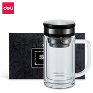 得力雙層玻璃杯 茶水杯口杯 直身杯車(chē)載杯日常商務(wù)杯盒裝 8989 透明玻璃杯茶杯 320ml 1只