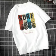 Prowow短袖t恤男夏季新款ins潮流休閑寬松休閑百搭打底衫帥氣體恤衫 SURF 白色 S 建議80-95斤