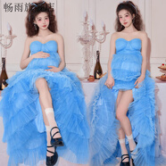 創(chuàng  )京懿選孕婦照服裝影樓新款高定孕媽大肚寫(xiě)拍照禮服唯美藝術(shù)照攝影衣服 10號藍色蓬蓬裙 均碼