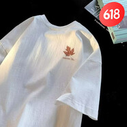 胖東來(lái) DL短袖恤男女夏秋季潮牌百搭寬松情侶圓領(lǐng)體恤潮流 白色 6XL 190-210斤