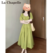 拉夏貝爾（La Chapelle）簡約風(fēng)時尚氣質(zhì)高級感連衣裙女2025夏季新款法式茶歇溫柔風(fēng)連衣裙 綠色 L 建議110-125斤
