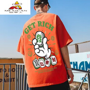 稻草人（MEXICAN）特大碼t恤男潮新款短袖ins潮國潮加肥加大肥佬300斤寬松半袖夏 T736桔色 4XL 165180斤