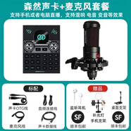 森然（Seeknature） ST10mini3直播聲卡麥克風(fēng)套裝手機(jī)直播錄音k歌聲卡麥克風(fēng)無線話筒電腦筆記本直播設(shè)備吃雞變聲器 ST10mini聲卡+森然T2058大振膜 5V 【力薦款】森然高聲卡