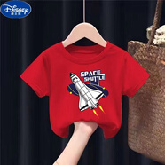 迪士尼（Disney）火箭夏季日系童裝汗衫兒童半袖透氣寶寶上衣男童T恤短袖吸汗速干 火箭紅色 100 cm(建議20-30斤)