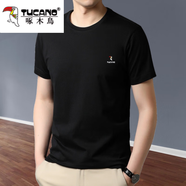 啄木鳥(niǎo)短袖t恤男寬松衣服潮牌上衣基本款半袖純色棉體恤夏裝男打底衫 黑色 L