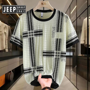 JEEP SPIRIT吉普冰絲短袖男夏季潮流恤男裝2025年新款休閑青年涼感百搭體恤衣 米白 M