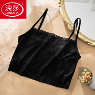 浪莎（LangSha）防走光蕾絲抹胸內(nèi)衣女裹胸打底衫內(nèi)搭薄款吊帶小背心夏季白色上衣 1件黑色 均碼 [80-115斤]