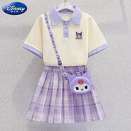 迪士尼（Disney）庫洛米裙子女童夏季2025新款兒童POLO連衣裙女孩夏套裝裙 紫色POLO套裝-不配包 120 建議身高110-120