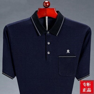 夢(mèng)特嬌（MONTAGUT）法國牌短袖t恤男士桑蠶i絲中老年爸爸裝冰i絲polo衫 M3056上青色 L 170建議120-140斤