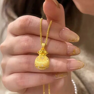 福氣滿(mǎn)滿(mǎn)金色拉絲福袋項鏈2025新中式輕奢精致不易掉色鎖骨鏈 拉絲福袋項鏈