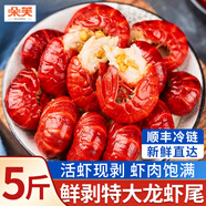 朵芙麻辣小龍蝦尾 鮮活小龍蝦 熟凍大號蝦球冷凍蝦尾 固形含量≥50% 特大號蝦尾5斤（約60粒/斤）