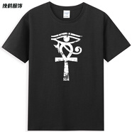 挽鶴夢回埃及荷魯斯之眼法老古埃及旅游短袖T恤圖坦卡蒙衣服裝純棉夏 黑色 S (適合90-110斤)