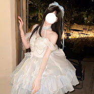 唐努烏愛神洛麗塔lolita公主風特純欲風掛脖吊帶連衣裙短裙蓬蓬裙 【上新】白天鵝+拖尾 M