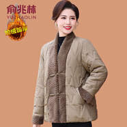 俞兆林（YUZHAOLIN）媽媽冬裝洋氣高貴棉衣外套2025新款中老年女冬季棉服中式盤扣 卡其色 4XL (參考135-145斤)