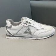 樂卡克（Le coq sportif）法國大公雞男鞋2025夏季新款透氣輕薄軟底阿甘鞋休閑運動鞋 白灰 39  標準皮鞋碼