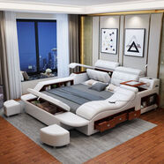 空匠智能床雙人床1.8米2米輕奢帶藍牙音箱多功能按摩床臥室主臥電動(dòng)床 【進(jìn)口真皮】普通版 1500mm*2000mm 框架結構