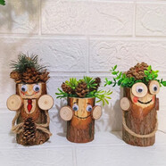 創(chuàng  )意木雕樹(shù)樁木頭人偶擺件自然角裝飾戶(hù)外植物角環(huán)創(chuàng  )純手工森系 三個(gè)娃娃整套 高12－14厘米左右直徑5－7厘米