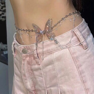 薇施妮（WEISHINI）甜酷多層仿珍珠流蘇身體鏈女性感個(gè)性韓版新款疊戴串珠腰鏈時(shí)尚配 蝴蝶流蘇腰鏈