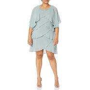 S.L. Fashions 女式雪紡層夾克及膝連衣裙, 淡紫色（Sage） 淡紫色（Sage） 14 Petite