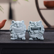 如果（Roogo）風(fēng)獅爺擺件國潮石獅子桌面裝飾吉祥物茶寵車載創(chuàng)意石敢當(dāng)生日禮物 幸運小福獅擺件-獅來運轉(zhuǎn)