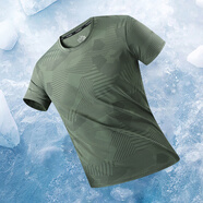 VACK夏季短袖男潮流打底衫男裝短袖T恤男士圓領(lǐng)半袖夏天衣服冰絲t恤男 8317軍綠 5XL (200-220斤)