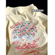 蘇愚100%純棉重磅新款質(zhì)感短袖男韓版寬松情侶裝ins潮T恤女夏半袖上衣 180克-蛋黃 M