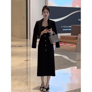 XCFREHT歐洲站春裝女款2025年新款御姐輕熟風(fēng)西裝套裝女小洋裝兩件套裙子 黑色兩件套 M  【95一105斤】