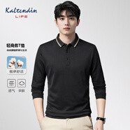 卡爾丹頓（KALTENDIN）春季POLO衫男士商務(wù)通勤長(cháng)袖T恤翻領(lǐng)休閑針織打底衫 黑色 M