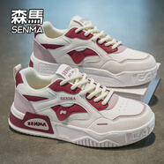 森馬（Senma）森馬男鞋2025夏季新款運動(dòng)休閑潮流百搭小白鞋子輕便網(wǎng)面透氣板鞋 米紅 40