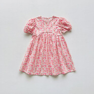 HUALIN FASHION韓版花朵印花女童連衣裙夏短袖娃娃裙 粉色小碎花 90 cm