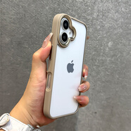 米弗希 適用蘋果16手機(jī)殼新款iphone16promax金屬按鍵15pro高級(jí)ins風(fēng)透明簡(jiǎn)約14全包防摔13保護(hù)套男女 【金色】 iPhone 16