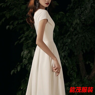 萱眸晚禮服新款禮服裙高貴氣質(zhì)晚宴輕奢小眾長(cháng)連衣裙白色禮服超仙 8833白色 2XL