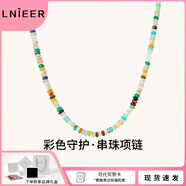 桐汝壁Lnieer3mm施家小米珠珍珠項鏈女頸鏈愛心鎖骨鏈小珍珠項鏈2 彩色守護串珠項鏈