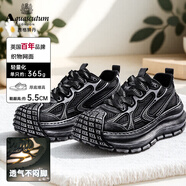 雅格獅丹（Aquascutum）【奢侈品牌】2025新款休閑男鞋厚底增高網(wǎng)孔透氣潮酷個性老爹鞋夏 黑色 40