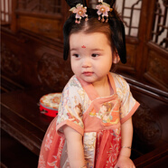 Shining Moment閃耀時(shí)刻 漢服女童連衣裙一歲女寶寶周歲嬰兒夏抓周裙子新中式 短袖局印連衣裙 80 【6-12個(gè)月】