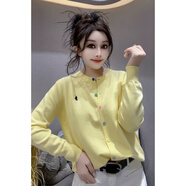 POLO SPORT拉夫勞倫歐洲站2025早春新款毛衣女圓領(lǐng)單排扣刺繡小馬撞色拼接針 黃色 均碼 (85-145斤)
