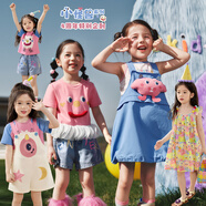 LUSON小O寶童裝 寶寶t恤套裝女洋氣2025夏新款小怪獸女童短褲套裝