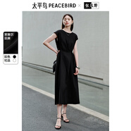太平鳥(niǎo)【通勤系列】【商場(chǎng)同款】暮光裙2025夏季MINGMA聯(lián)名連鏤空衣裙 黑色 M 160