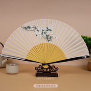 臻臻上品扇子女古風(fēng)絲綢折扇中式古裝漢服舞蹈扇折疊扇中國特色禮品送老外 花瓣烤漆原色扇骨桃花 7寸