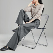 德瑪納【職場(chǎng)沉浸式】春秋中腰直筒女褲TR長(cháng)褲拼接條紋西裝褲休閑褲