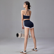 KEJIMITAO歐美ins新款瑜伽服兩件運動(dòng)套裝緊身防震聚攏內衣跑步提臀短褲夏 兩件套裝A 文胸+A款三分褲 M