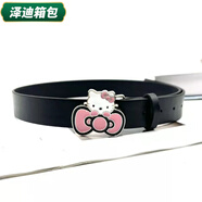 蕓洛hello Kitty辣妹粉色腰帶禧七夕凱蒂貓皮帶牛仔褲 黑色kt二款 105cm 長(cháng) 寬3.2cm