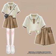 G.DUCK KIDS女童夏季套裝2025新款學(xué)院風(fēng)兒童POLO衫小女孩運(yùn)動(dòng)休閑兩件套夏裝 卡其色【上衣+褲子】套裝 120