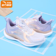 anta kids安踏花羽兒童運(yùn)動(dòng)鞋女童春夏旋轉(zhuǎn)紐扣跳繩減震輕便網(wǎng)面大童跑步鞋 5506-3安踏白/清新紫/高光粉 34